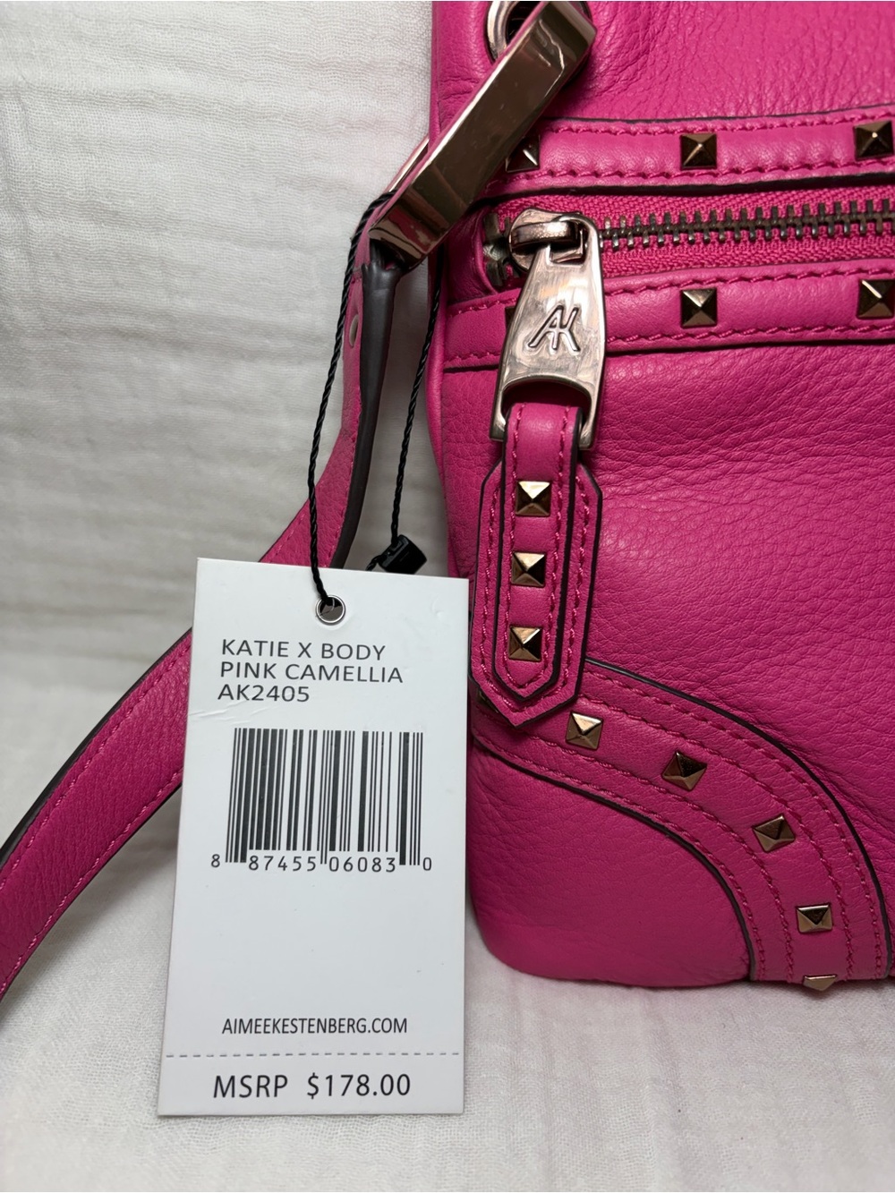 Aimee Kestenberg Hot Pink Leather Crossbody Bag NWT - Picture 2 of 10